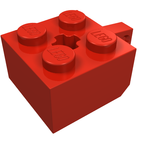 LEGO 30389b Hinge Brick 2 x 2 Locking with 1 Finger Vertical and Axle Hole in Red - Authentic LEGO Part