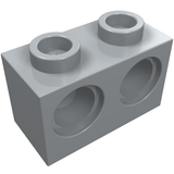 LEGO 32000 Technic, Brick 1 x 2 with Holes in Light Bluish Gray - Authentic LEGO Part