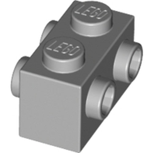 LEGO 52107 Brick, Modified 1 x 2 with Studs on 2 Sides in Light Bluish Gray - Authentic LEGO Part