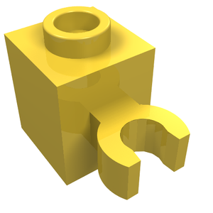 LEGO 60475b Brick, Modified 1 x 1 with Open O Clip (Vertical Grip) - Hollow Stud in Yellow - Authentic LEGO Part
