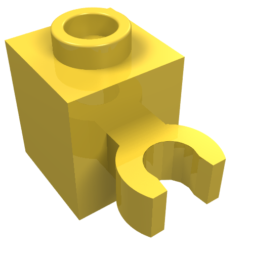 LEGO 60475b Brick, Modified 1 x 1 with Open O Clip (Vertical Grip) - Hollow Stud in Yellow - Authentic LEGO Part