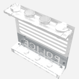 LEGO 4215ap18 Panel 1 x 4 x 3 - Solid Studs with Black 'POLICE' Bar and White Stripes Pattern - Main Product Image