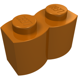 LEGO 30136 Brick, Modified 1 x 2 with Log Profile in Dark Orange - Authentic LEGO Part