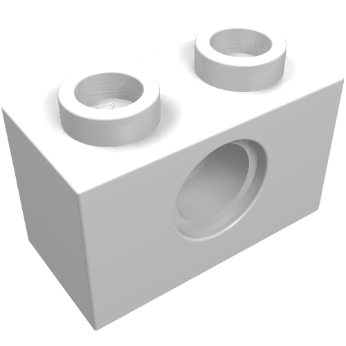 LEGO 3700 Technic, Brick 1 x 2 with Hole in White - Authentic LEGO Part