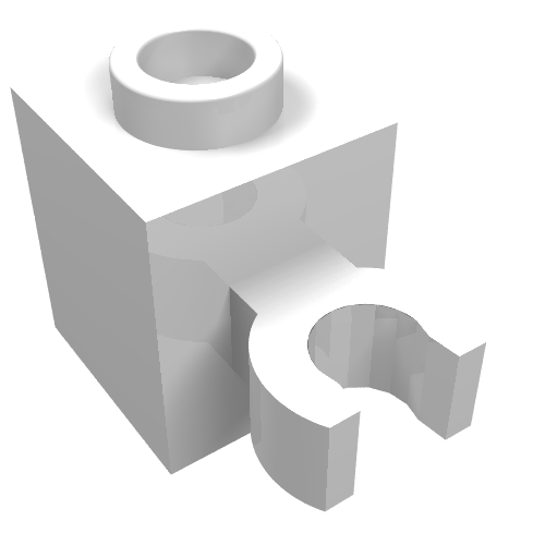 LEGO 60475b Brick, Modified 1 x 1 with Open O Clip (Vertical Grip) - Hollow Stud in White - Authentic LEGO Part