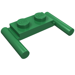 LEGO 3839b Plate, Modified 1 x 2 with Bar Handles - Flat Ends, Low Attachment in Green - Authentic LEGO Part