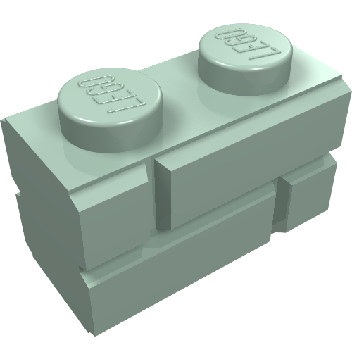 LEGO 98283 Brick, Modified 1 x 2 with Masonry Profile in Sand Green - Authentic LEGO Part