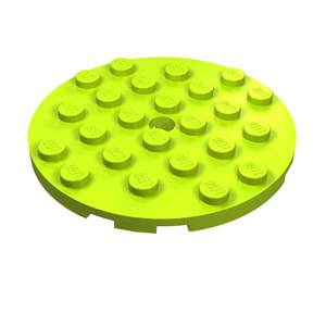LEGO 11213 Plate Round 6 x 6 with Hole in Lime - Authentic LEGO Part