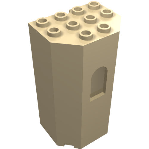 LEGO 30246 Panel 3 x 4 x 6 Turret Wall with Window in Tan - Authentic LEGO Part