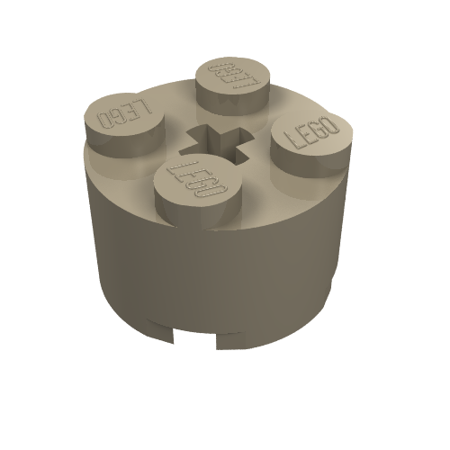LEGO 3941 Brick, Round 2 x 2 with Axle Hole in Dark Tan - Authentic LEGO Part