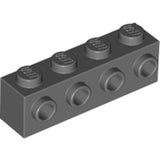 LEGO 30414 Brick, Modified 1 x 4 with Studs on Side in Dark Bluish Gray - Authentic LEGO Part