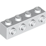 LEGO 30414 Brick, Modified 1 x 4 with Studs on Side in White - Authentic LEGO Part