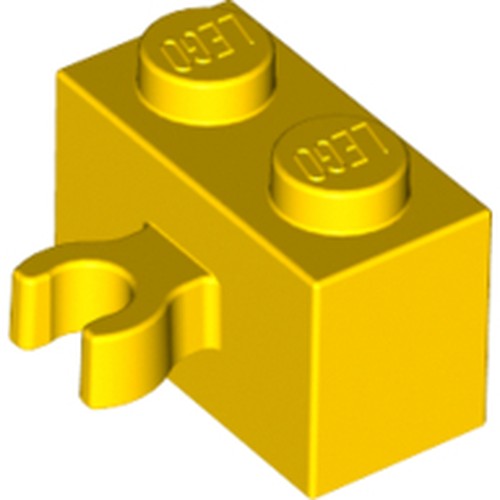 LEGO 30237b Brick, Modified 1 x 2 with Open O Clip Thick (Vertical Grip) in Yellow - Authentic LEGO Part