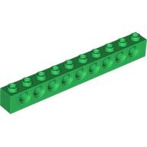 LEGO 2730 Technic, Brick 1 x 10 with Holes in Green - Authentic LEGO Part