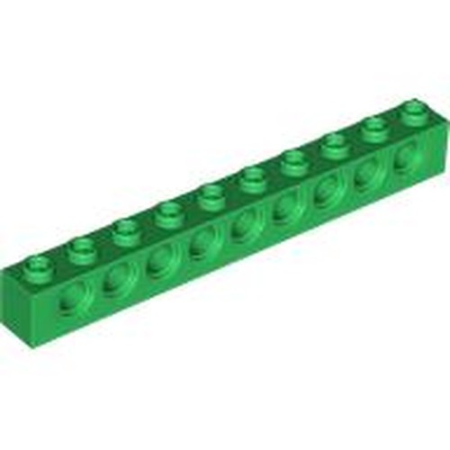 LEGO 2730 Technic, Brick 1 x 10 with Holes in Green - Authentic LEGO Part
