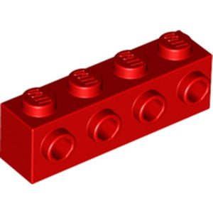 LEGO 30414 Brick, Modified 1 x 4 with Studs on Side in Red - Authentic LEGO Part