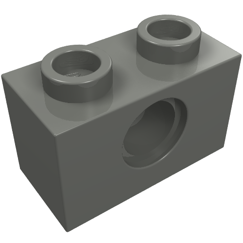 LEGO 3700 Technic, Brick 1 x 2 with Hole in Dark Bluish Gray - Authentic LEGO Part