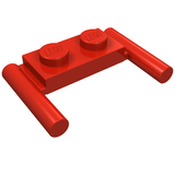 LEGO 3839b Plate, Modified 1 x 2 with Bar Handles - Flat Ends, Low Attachment in Red - Authentic LEGO Part