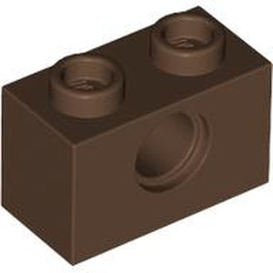 LEGO 3700 Technic, Brick 1 x 2 with Hole in Brown - Authentic LEGO Part