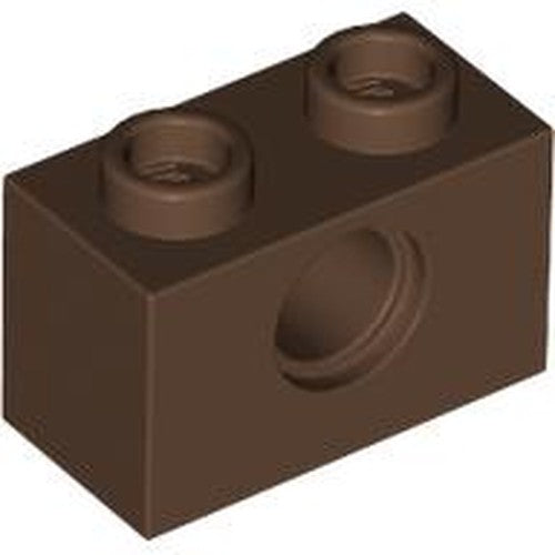 LEGO 3700 Technic, Brick 1 x 2 with Hole in Brown - Authentic LEGO Part