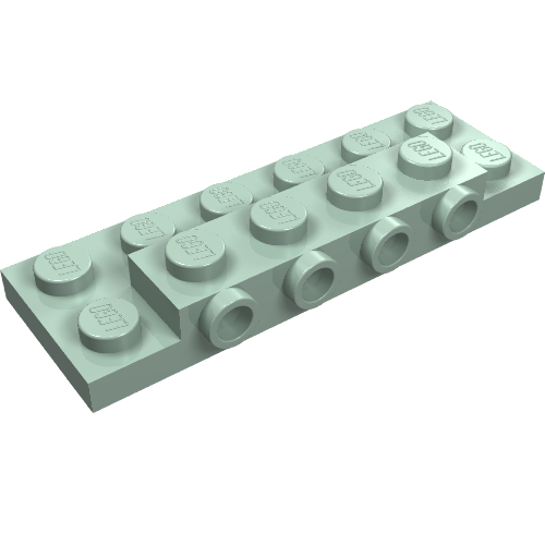 LEGO 87609 Plate, Modified 2 x 6 x 2/3 with 4 Studs on Side in Sand Green - Authentic LEGO Part
