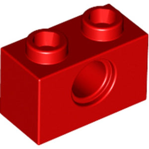 LEGO 3700 Technic, Brick 1 x 2 with Hole in Red - Authentic LEGO Part
