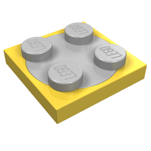 LEGO 3680c02 Turntable 2 x 2 Plate with Light Bluish Gray Top (3680 / 3679) in Yellow - Authentic LEGO Part