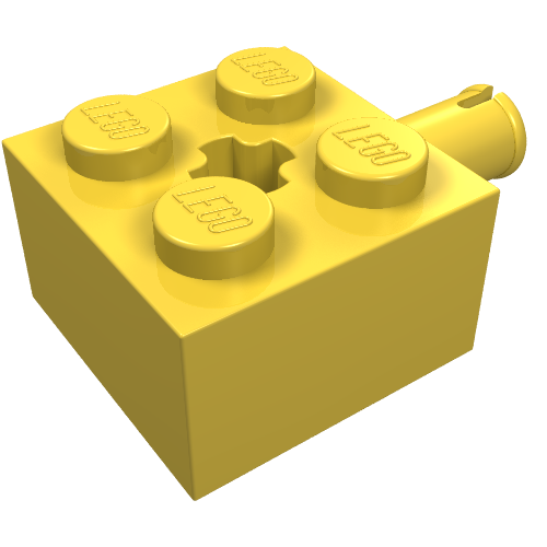 LEGO 6232 Brick, Modified 2 x 2 with Pin and Axle Hole in Yellow - Authentic LEGO Part