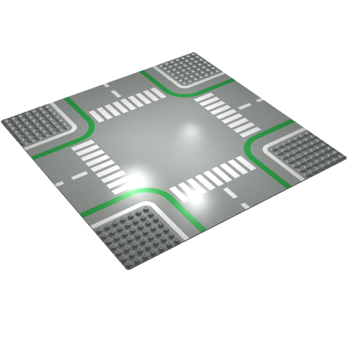 LEGO 2361p01 Baseplate, Road 32 x 32 7-Stud Crossroads with Road and Crosswalks Pattern - Main Product Image