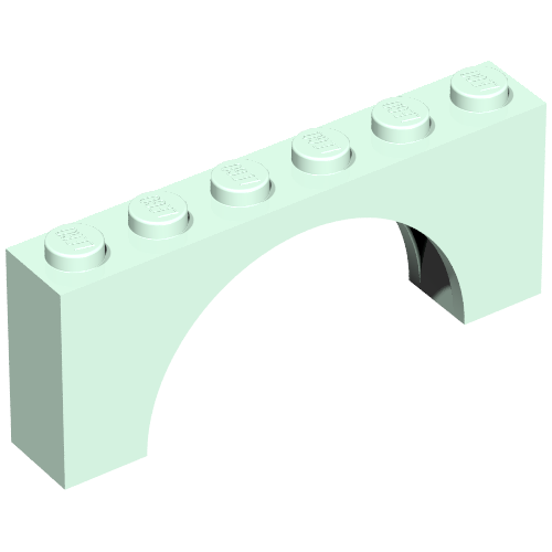 LEGO 15254 Arch 1 x 6 x 2 - Medium Thick Top without Reinforced Underside in Light Aqua - Authentic LEGO Part