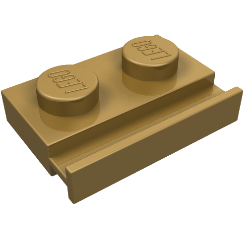 LEGO 32028 Plate, Modified 1 x 2 with Door Rail in Pearl Gold - Authentic LEGO Part
