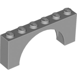 LEGO 15254 Arch 1 x 6 x 2 - Medium Thick Top without Reinforced Underside in Light Bluish Gray - Authentic LEGO Part