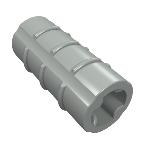 LEGO 6538b Technic, Axle Connector 2L (Ridged with x Hole x Orientation) in Light Gray - Authentic LEGO Part