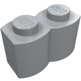 LEGO 30136 Brick, Modified 1 x 2 with Log Profile in Light Bluish Gray - Authentic LEGO Part