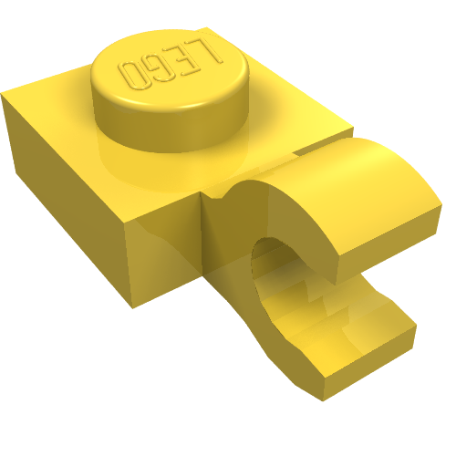 LEGO 61252 Plate, Modified 1 x 1 with Open O Clip (Horizontal Grip) in Yellow - Authentic LEGO Part