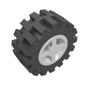 LEGO 4624c02 Wheel 8mm D. x 6mm with Black Tire 15mm D. x 6mm Offset Tread Small (4624 / 3641) in White - Authentic LEGO Part