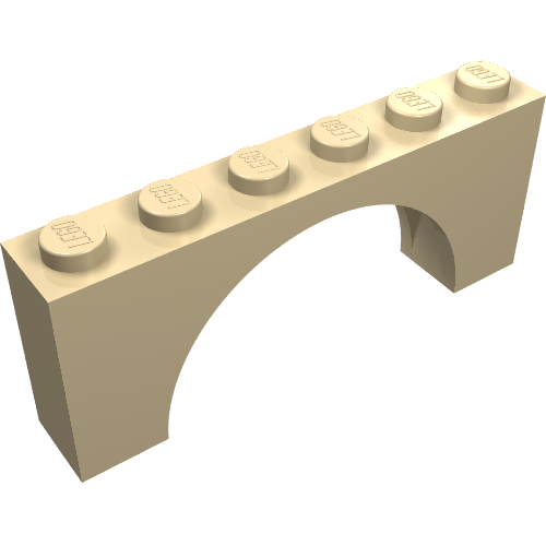 LEGO 15254 Arch 1 x 6 x 2 - Medium Thick Top without Reinforced Underside in Tan - Authentic LEGO Part