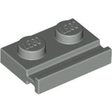 LEGO 32028 Plate, Modified 1 x 2 with Door Rail in Light Gray - Authentic LEGO Part