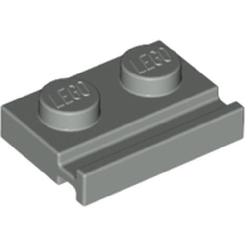 LEGO 32028 Plate, Modified 1 x 2 with Door Rail in Light Gray - Authentic LEGO Part
