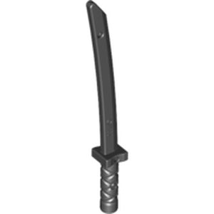 LEGO 21459 Minifigure, Weapon Sword, Shamshir / Katana (Square Guard) with Capped Pommel and Holes in Crossguard and Blade in Black - Authentic LEGO Part