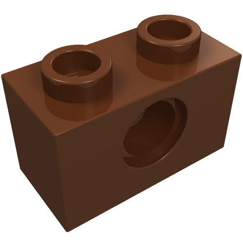 LEGO 3700 Technic, Brick 1 x 2 with Hole in Reddish Brown - Authentic LEGO Part