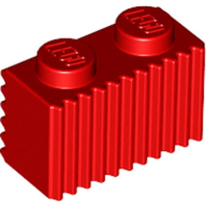 LEGO 2877 Brick, Modified 1 x 2 with Grille / Fluted Profile in Red - Authentic LEGO Part