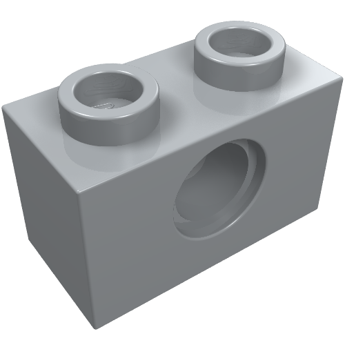 LEGO 3700 Technic, Brick 1 x 2 with Hole in Light Bluish Gray - Authentic LEGO Part