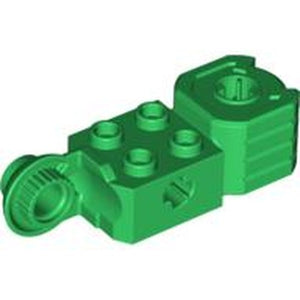 LEGO 47431 Technic, Brick Modified 2 x 2 with Axle Hole, Rotation Joint Ball Half Vertical, and Fist in Green - Authentic LEGO Part