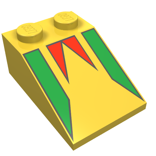 LEGO 3298p19 Slope 33 3 x 2 with Green and Red FreeStyle Pennant Pattern - Main Product Image