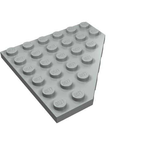 LEGO 6106 Wedge, Plate 6 x 6 Cut Corner in Light Gray - Authentic LEGO Part