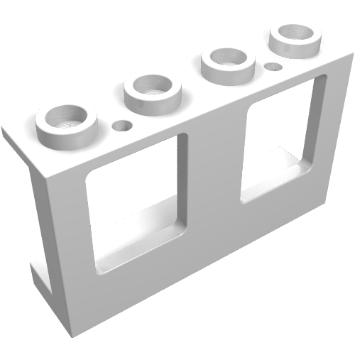 LEGO 61345 Window 1 x 4 x 2 Plane, Single Top Hole and Single Bottom Hole for Glass in White - Authentic LEGO Part
