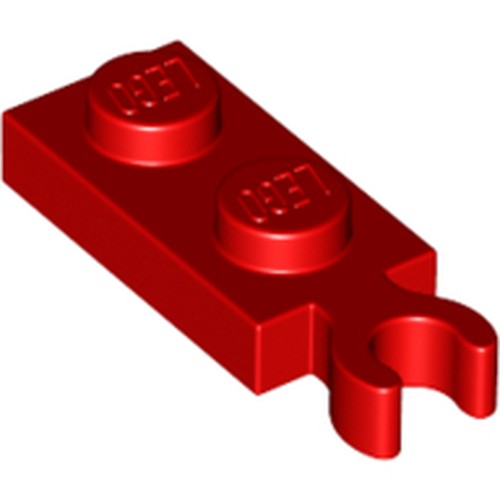 LEGO 78256 Plate, Modified 1 x 2 with Clip on End (Vertical Grip) in Red - Authentic LEGO Part