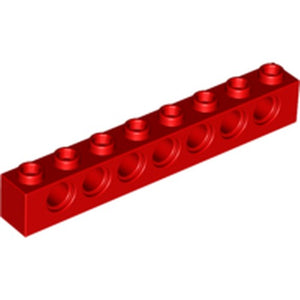 LEGO 3702 Light Bluish Gray Technic, Brick 1 x 8 with Holes in Red - Authentic LEGO Part