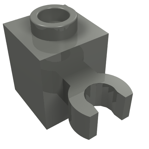 LEGO 60475b Brick, Modified 1 x 1 with Open O Clip (Vertical Grip) - Hollow Stud in Dark Bluish Gray - Authentic LEGO Part